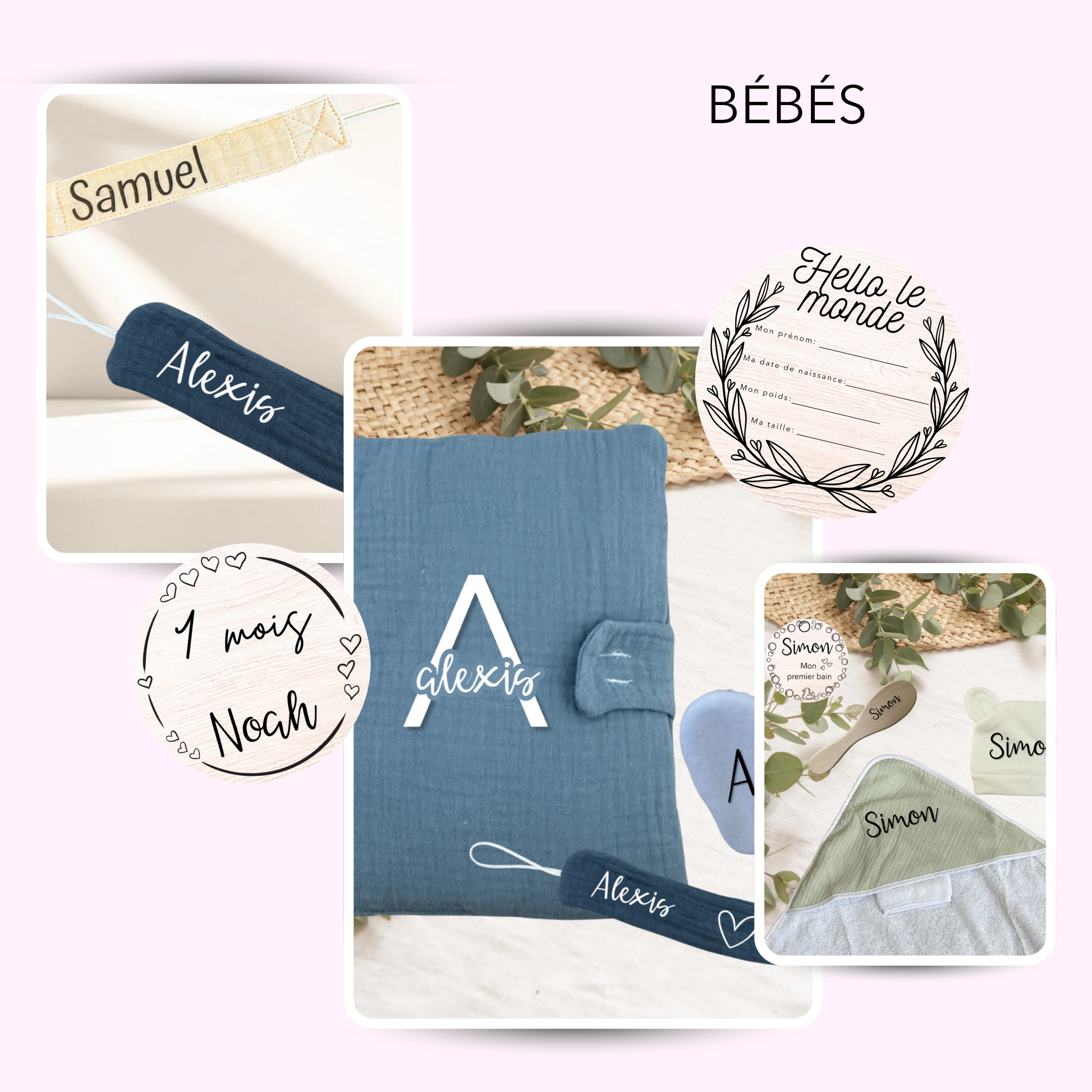 Collection bébé avec sticker bébé à bord, cartes étapes et pack premier bain