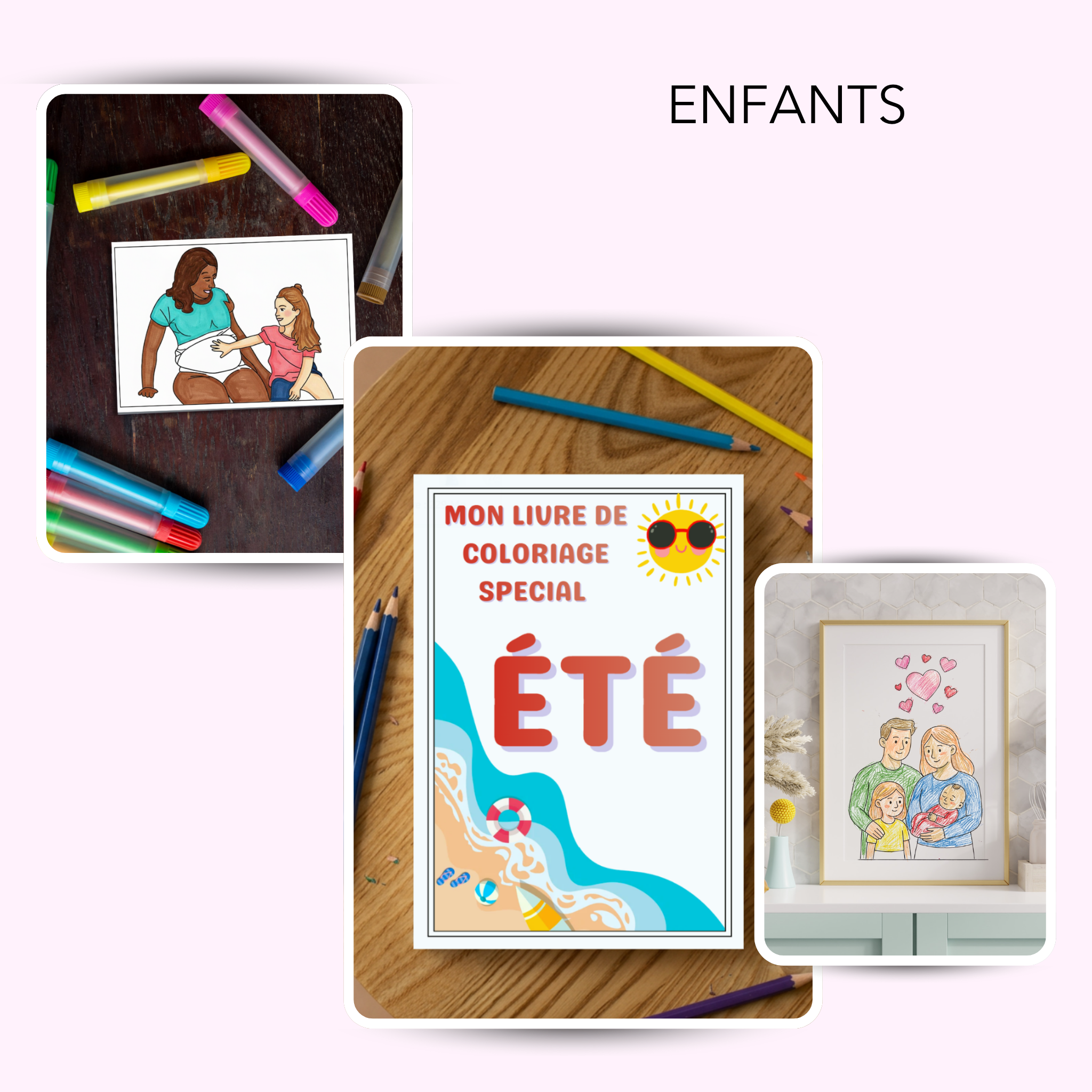 Collection enfants avec coloriages à imprimer et jeux numériques